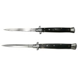 Set 2 Briceaguri Automate IdeallStore Italian Stiletto, Otel Inoxidabil 440C, Negru/Lemn, 33cm/24.5cm, Vanatoare/Pescuit