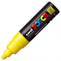 Marker cu varf rotund gros UNI PC-7M Posca 4.5-5.5 mm,galben