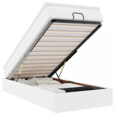 Cadru de pat otoman cu saltea alb 90x190cm piele artificiala foto