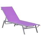 Outsunny Șezlong de Soare - Chaise Longue - Design Contemporan - Spătar Reglabil &icirc;n Mai Multe Poziții - Metal Epoxidic Textilen Mov - dim. 170 x 58 x