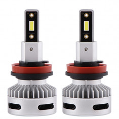 Set 2 LED-uri Auto Techstar® X7, H11/H9/H8, 60w, 6000 Lumeni, 6500K, AUTO, 12-24 Volti, CSP, Canbus, Miez Cupru, Radiator Aluminiu