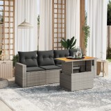 Gossi set canapea de gradina cu perne, 5 piese, gri, poliratan