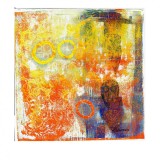 Tablou, Abstract - Insula pastelui, acuarela pe hartie, neinramat, 21x21 cm, Suprarealism, RavariuArt