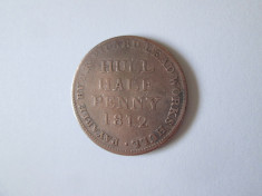 Rar! Marea Britanie jeton Hull Half Penny 1812 foto