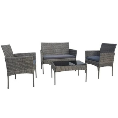 Set mobilier gradina/terasa, gri, ratan sintetic, 1 masa, 2 scaune, 1 canapea, Reno GartenVIP DiyLine foto