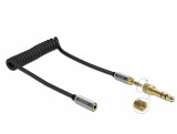 Cablu prelungitor spiralat jack stereo 3.5mm 3 pini T-M + adaptor 6.35mm 1m, Delock 85831