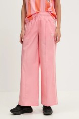adidas Originals pantaloni Wideleg Pant culoarea roz, drept, high waist, KC0676