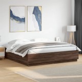 VidaXL Cadru de pat, stejar maro, 200x200 cm, lemn prelucrat