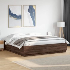 vidaXL Cadru de pat, stejar maro, 200x200 cm, lemn prelucrat 3209680