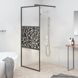 vidaXL Paravan de duș walk-in negru 80x195 cm sticlă ESG model piatră