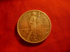 Moneda 2 lei 1914 Carol I argint ,muchie dreapta cal. F.Buna foto