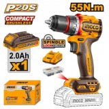 Bormașină cu Acumulator 20V, 55Nm, cu Motor Brushless și 1 Acumulator &ndash; INGCO CDLI205582