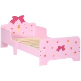 ZONEKIZ Pat pentru Copii cu Bariere Anti-Cădere, Pătuț pentru Copii cu V&acirc;rsta 3-6 Ani, 143x74x59 cm, Roz | Aosom Romania