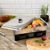 Afumator portabil din inox, cu termometru, pentru carne, argintiu, 21x 42.5x 27.5cm, Kinghoff