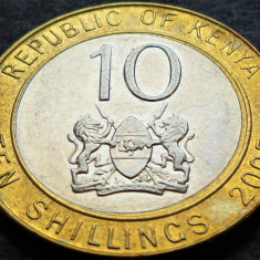 Moneda exotica bimetal 10 SHILLINGS - KENYA, anul 2005 *cod 4665 A