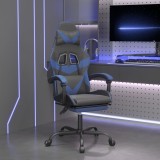 VidaXL Scaun gaming pivotant/suport picioare negru/albastru piele eco