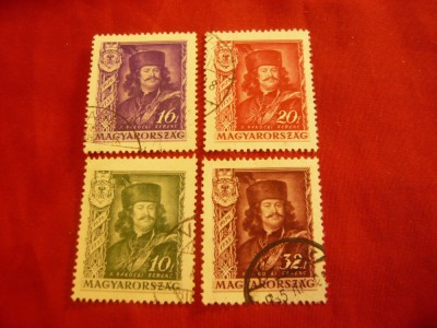 Serie mica Ungaria 1935 - 200 Ani F.Rakozi , 4 val. stampilate foto