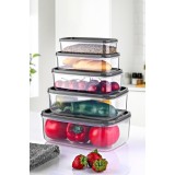 Set cutii de depozitare (5 bucati) EMBSEF05 Transparent 22.5x15x8 cm