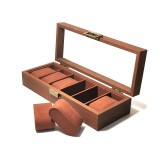Cumpara ieftin Cutie pentru ceasuri Coffee Brown cu 6 spații &ndash; Lemn, geam sticlă, catifea |