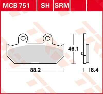 Set placute frana fata TRW MCB751 - Suzuki AN 400 Burgman (07-20) - AN 650 Burgman (03-20) 4T LC 400-650cc