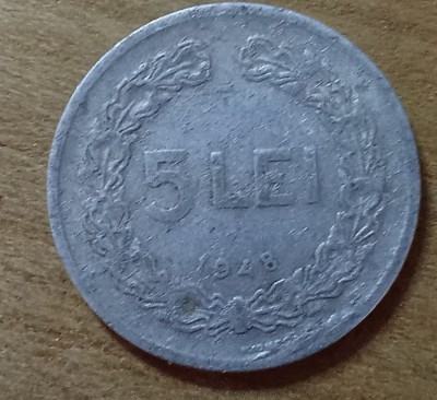 MNDRO10 moneda RPR Romania 5 lei 1948 foto