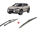 Cumpara ieftin Set 3 stergatoare HYUNDAI TUCSON SUV Van (TLE) din 2015 - 2020, pentru parbriz si luneta fata si spate auto, Bosch Twin, din cauciuc siliconat reziste