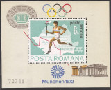Romania 1972, LP.788 - Preolimpiada Munchen, colita, MNH, Nestampilat