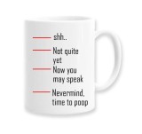 Cana alba personalizata &quot;Nevermind, time to poop&quot;, INOVATIX&reg;. 330ml