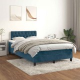vidaXL Pat box spring cu saltea, albastru &icirc;nchis, 120x200 cm, catifea 3141477
