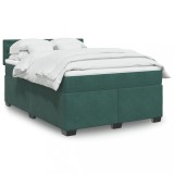Cumpara ieftin Gossi pat box spring cu saltea, verde inchis, 160x200 cm, catifea