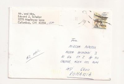 FD12 - Plic Circulat international SUA - Romania , 1980 foto