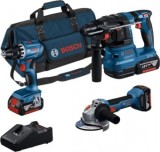 Bosch SET COMBI 18V GSR18V-45 + GWS18V-8 + GBH18V-22 + 3x GBA 18V, 4.0Ah + GAL18 - 4053423352948