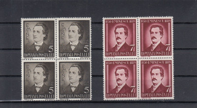 1939 LP 130-50 ANI DE LA MOARTEA LUI M. EMINESCU BLOCURI DE 4 TIMBRE MNH foto