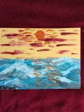 TABLOU PE PANZA CU SASIU NOU 30X40 CM PEISAJ MARIN ACRILIC PRET 50 LEI NEGOCIABIL PICTOR FLORIAN