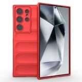 Husa pentru samsung galaxy s24 ultra, antisoc, margini cu striatii, design minimalist, red