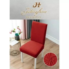 Set 6 Huse Elastice pentru Scaun, Bumbac, Rosu - SIPRHSC-09