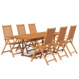 Cumpara ieftin Set mobilier de gradina, 7 piese, lemn masiv de acacia, 160-240 cm