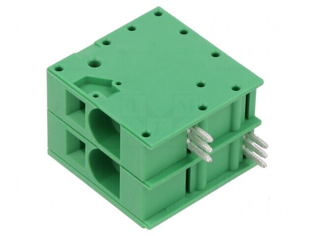 Regletă de conexiuni 90&deg; 10mm pentru PCB, 2 piste, 66A