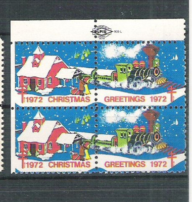 USA, Cinderella 1972 Christmas x 4, MNH, imperf. left+bottom L.076 foto