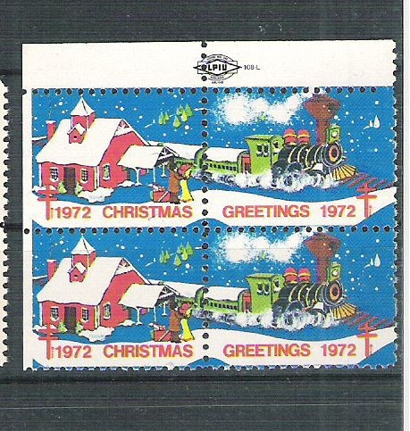 USA, Cinderella 1972 Christmas x 4, MNH, imperf. left+bottom L.076