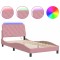 Cadru de pat cu LED fara saltea, roz, 100x200 cm, catifea