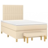 Cumpara ieftin Pat continental cu saltea, crem, 120x190 cm, textil