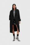 AllSaints palton din lana MABEL COAT culoarea negru, de tranzitie, cu doua randuri de nasturi, W006OZ