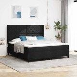 Cumpara ieftin Pat cu arcuri cu perna cu headboard Negru 200 x 180 cm tesatura