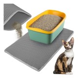 Covoras pentru litiera pisici 75x55 cm, gri, antiderapant Purlov
