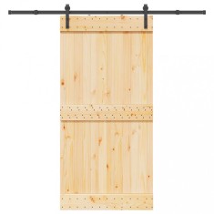 vidaXL Ușă glisantă cu set feronerie, 100x210 cm, lemn masiv de pin foto