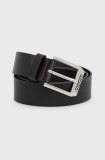 HUGO curea de piele barbati, culoarea negru