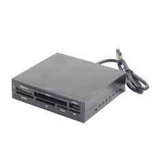 CARD READER intern GEMBIRD, interfata USB 2.0, citeste/scrie: SD, microSD, MMC, MS, XD, M2, CF; metalic, black &quot;FDI2-ALLIN1-02-B&quot; (timbru verde 0.8 le