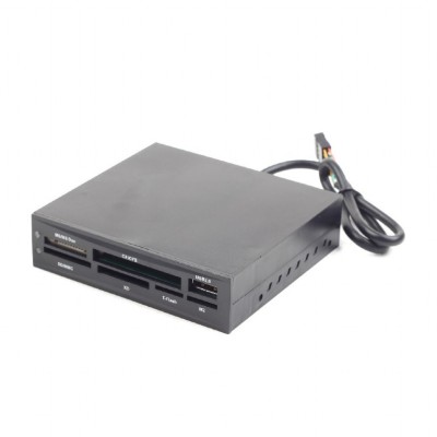 CARD READER intern GEMBIRD, interfata USB 2.0, citeste/scrie: SD, microSD, MMC, MS, XD, M2, CF; metalic, black &amp;quot;FDI2-ALLIN1-02-B&amp;quot; (timbru verde 0.8 le foto