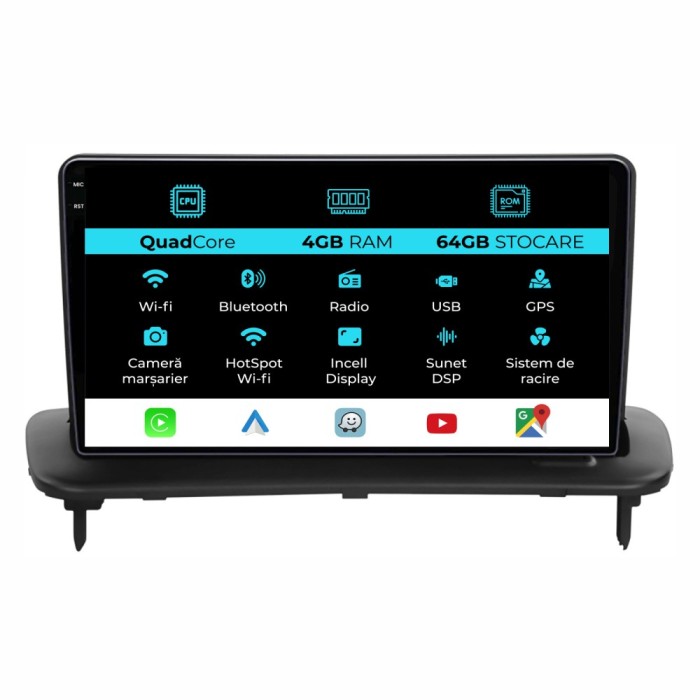 Navigatie Dedicata Volvo S40 (2004-2012),QuadCore, 9Inch, 4Gb Ram, 64Gb Stocare, Carplay